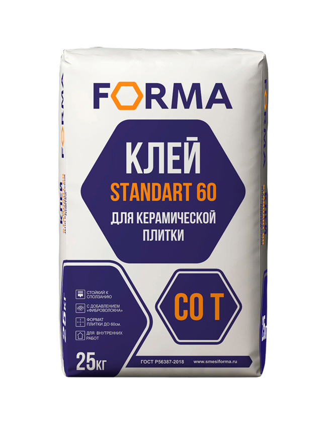 Клей для плитки и керамогранита STANDART 60